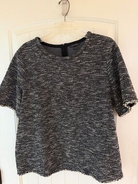 Banana Republic Black & White Short Sleeve Tweed-Look Top